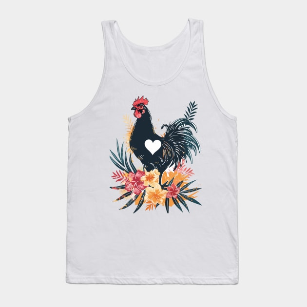 Floral Botanical Chicken Lovers Chicken Farmer Mama Hen Tank Top by RetroZin